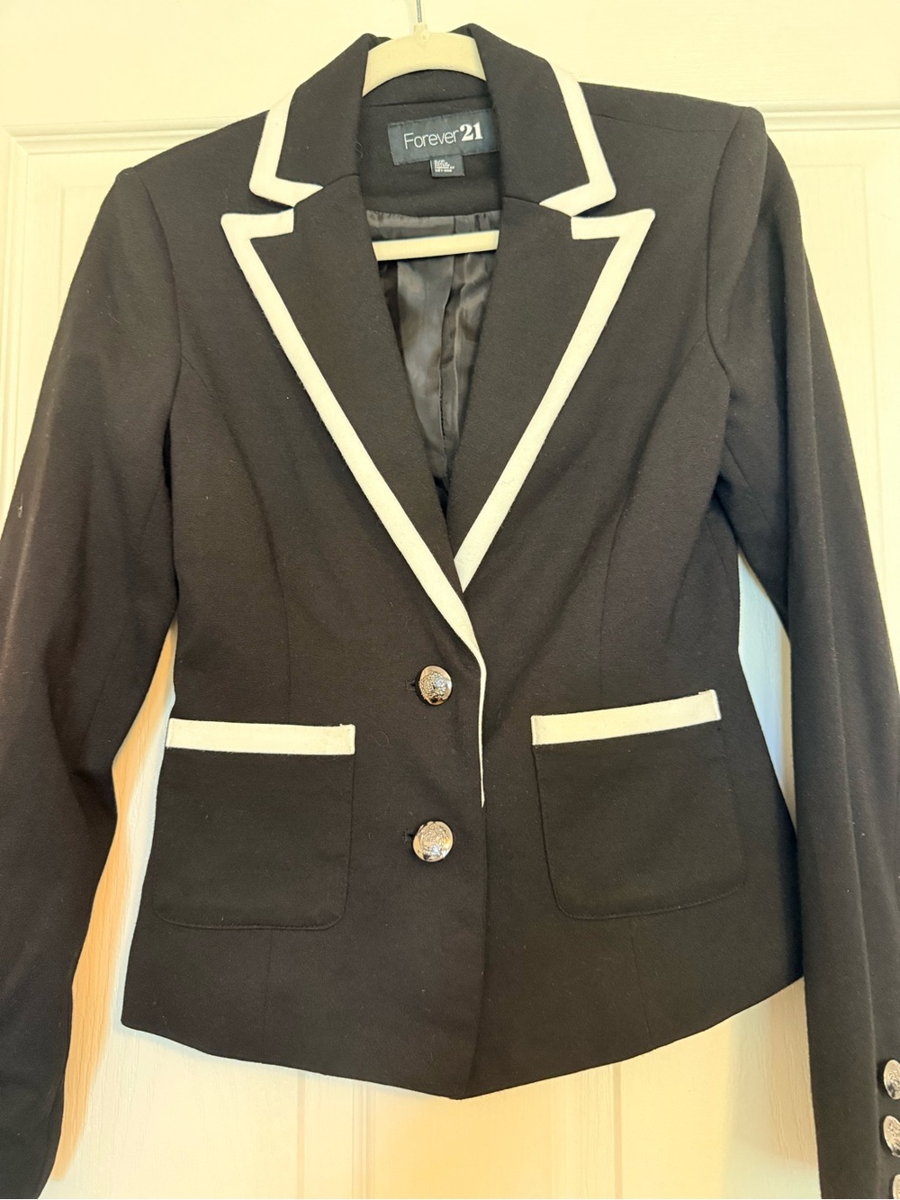 Forever 21 Black Blazer with White Trim